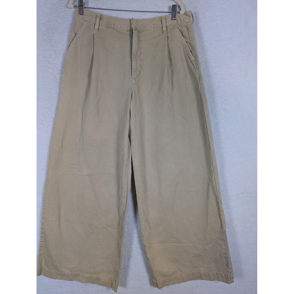 AGOLDE Trousers Women's 29 Tan Pleated High Rise Wide Leg Chino Pant